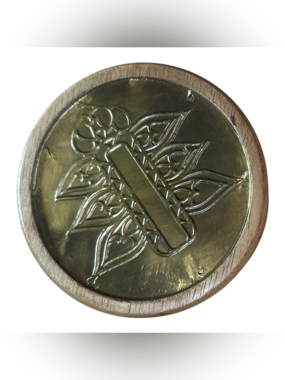 Cravings by Chrissy Teigen Wood Gold Metal Coasters Set of 8 Round Boho 4.25” - Picture 6 of 10